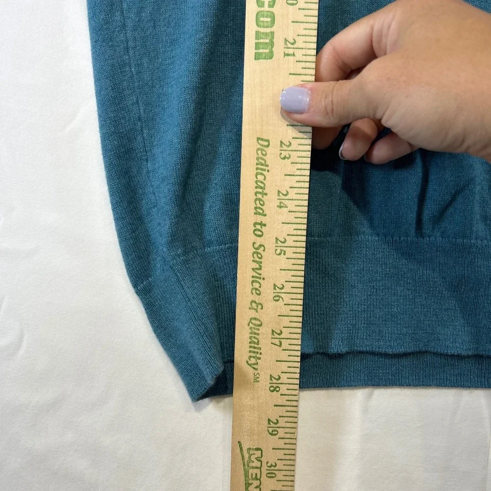 Joseph Abboud Cashmere Blend Crewneck Sweater Medium M Teal Blue Quiet Luxury